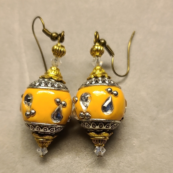 Jewelry - Elegant Peachish/orange and Silver Colored Drop Earrings